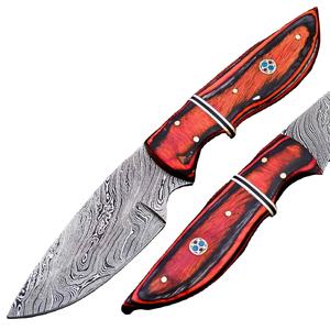 Sizzco Personnalisable OEM Chasse Camping Couteau À La Main En Acier Damas Lame Fixe avec Diamant Manche En Bois Skinner Couteau - Product Image 1