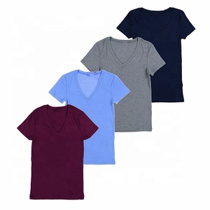 Camisetas de moda de alta calidad para mujer, cuello en V, Media manga, informal, 100% algodón/poliéster, impresión personalizada, Logo bordado - Product Image 2