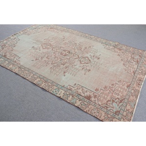 5.3x8.5 ft Large Vintage Rug, Turkish Rug, <b>Brown</b> Blue Southwestern <b>Wool</b> Rug - Product Image 2