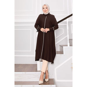 Tunique élégante en tricot marron Mevlana avec rayures scintillantes pour la saison d'automne - Product Image 5