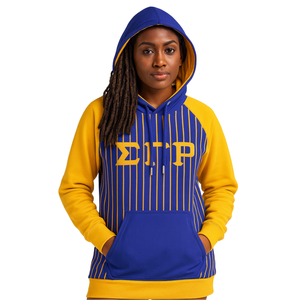 Sigma Gamma Rho Blue Body in oro Raglan Pullover con cappuccio SGRho Sorority abbigliamento personalizzato Divine Nine HBCU - Product Image 1