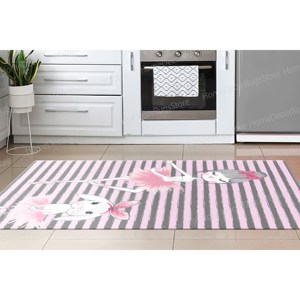 Tapis Fille Ballerine et Lapin, Tapis Imprimé, Tapis pour Enfants, Tapis pour Enfants, Tapis Gobelin - Product Image 4