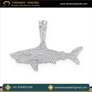 10K Or Massif Hip Hop Style Requin Dessin Animé Glacé VVS Moissanite Fine Jewelry Pendentifs Diamant Testeur Collier avec Charmes Personnalisés - Product Image 4