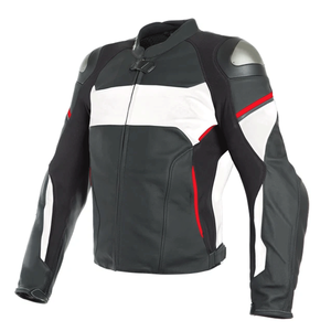 Men's Custom Breathable Winter Racing White Black Red Cowhide Leather High Performance Motorbike Jacket - Product Image 1