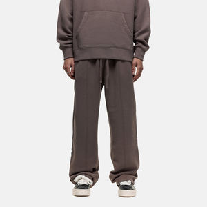 กางเกงกีฬาขาตรงสำหรับผู้ชายกางเกงลำลองผ้าฟลีซผ้าฝ้ายน้ำหนักเบาสำหรับ100% กางเกงวิ่งโลโก้ตามสั่ง - Product Image 1