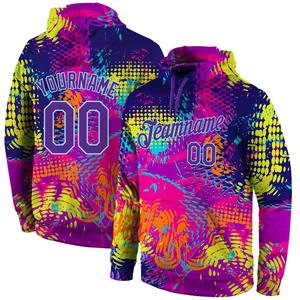 Custom Stitched Graffiti Pattern Purple-Light Blue 3D Sports Pullover Sudadera con capucha - Product Image 1