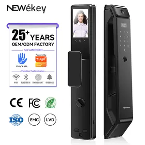 NeweKey Tuya 앱 스테인레스 스틸 도어 지문 암호 가정용 편안한 스마트 도어 잠금 장치 3D 클리어 얼굴 인식