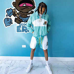 Veste coupe-vent respirante de haute qualité pour homme, style streetwear vintage, deux pièces, logo personnalisé, nouveau design, shorts imperméables, été - Product Image 6