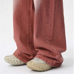 กางเกงยีนส์ขาตรงขากว้างสำหรับผู้ชายกางเกงยีนส์ทรงหลวมผ้าคอตตอนแบบเรียบออกแบบได้ตามต้องการ - Product Image 6