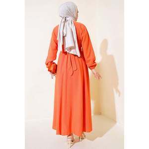 Robe en lin à taille élastique Orange TR Made Regular Pattern Tailles 36-42 - Product Image 4