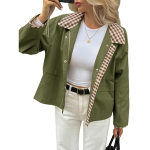 Custom High Quality Canvas <b>Jacket</b> For Women Breathable Design Turn Down Collar <b>Zip</b> <b>up</b> <b>Jackets</b> For Women - Product Image 6