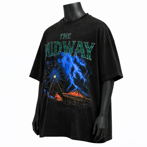 Camiseta Personalizada Extra Grande con Estampado Gráfico de Rayo, Estilo Vintage Lavado, para Hombre, de Algodón, Manga Corta, Informal - Product Image 4