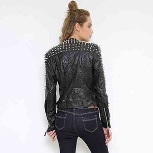 Chaqueta con tachuelas para mujer, chaquetas de cuero con pinchos largos Punk, chaquetas con tachuelas de Cuero 100% de la mejor calidad - Product Image 2