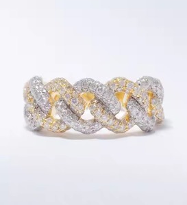 Miami Cuban 14K oro sólido anillo de diamantes para mujer auricular Lab Grown Half Eternity Band Iced Out para regalo del Día DE LA MUJER - Product Image 1