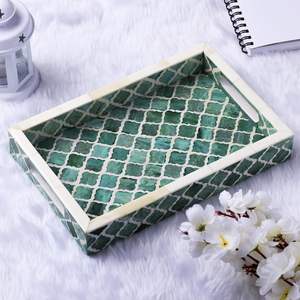 ถาดออตโตมันฝังกระดูกที่หรูหราทำด้วยมือถาดอเนกประสงค์สำหรับตกแต่งบ้านห้องครัวร้านอาหารเสิร์ฟอาหาร - Product Image 1