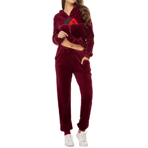 2024 Custom Logo Ladies Winter Solid Casual Tracksuit <b>Set</b> for Women Hooded Sweatpants <b>Jogger</b> Pants 100% Cotton Breathable - Product Image 1