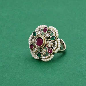 Anillo de moda antiguo de alta calidad al por mayor ajustable con revestimiento elegante Mehndi - Product Image 4