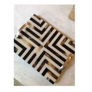 Plateau de service en incrustation de résine écologique fait à la main couleur personnalisable Design moderne mariage Ramadan d'Inde - Product Image 6