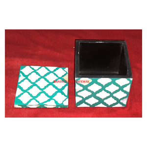 Luxueux haut de gamme qualité belle conception en bois nacre incrustation couleur verte forme carrée boîte à bijoux pour décorations - Product Image 1