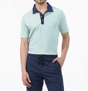 Polo homme à manches courtes avec logo personnalisé tendance, nouveau design, tissu en coton doux, broderie contrastée - Product Image 2