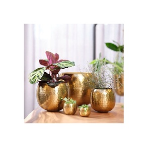 Juego de 3 macetas decorativas de latón para jardín con asa y diseño hecho a mano para boda y decoración de balcón del hogar - Product Image 2