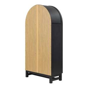 Arc <b>Display</b> <b>Cabinet</b> Modern Made of Solid Teak <b>Wood</b> Frame with Finish Color Black for Indoor Use - Product Image 6