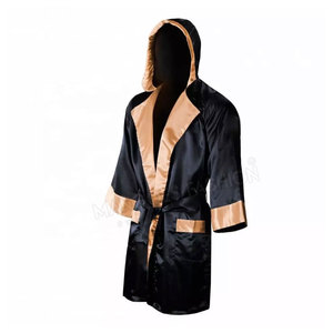 Traje de Taekwondo y Boxeo Knockout Champ, Bata y Pantalones Cortos con Capucha, Negro y Dorado, Satén de Poliéster, Secado Rápido, Transpirable, Logotipo Personalizado - Product Image 5