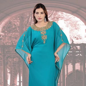 Kaftan islámico marroquí moderno para mujer Vestido de playa largo hasta el suelo con mangas largas transpirables ODM Supply - Product Image 1