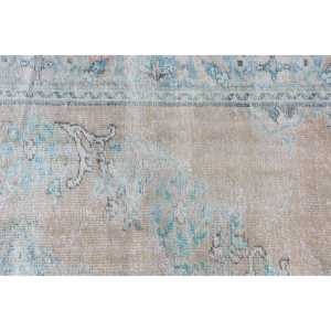 2.5x7.7 ft Turkish Rug, Vintage Runner Rug, <b>Brown</b> Blue Patchwork <b>Wool</b> Rug - Product Image 5