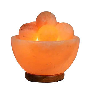 Premium Home Decor Himalayan Salt Fire Bowl Lampe avec Crystal Pink Rock Salt Boules de massage Artisanat naturel pour le bien-être - Product Image 1