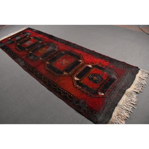 Alfombra Turca Vintage de 3,7x10,8 pies, Alfombra Oriental Roja de Lana - Product Image 2