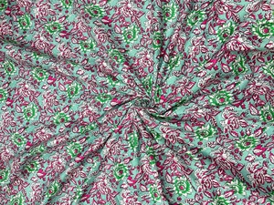 Vendu par le tissu de coton imprimé de bloc de main indien de yard, tissus de coton indien de tissu de coton indien estampillé à la main d'impression traditionnelle - Product Image 2