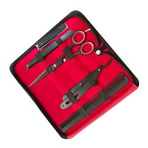 Kit de ciseaux de coiffeur de couleur noire Rasoir de coiffeur personnalisé et cisaillement de coupe amincissant 5.5 "ensembles de ciseaux en acier inoxydable - Product Image 1