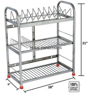 Prime Quality <b>Metal</b> Rust Resistant Coated Black Color 3 Tier Kitchenware Food Items and Utensils Storage Organization Racks - Product Image 5