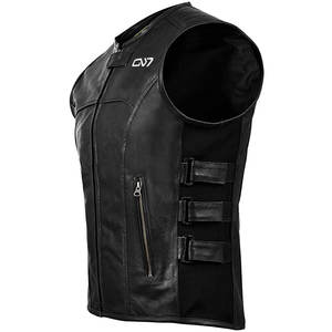 Wholesale Custom Designed <b>Leather</b> Vest for Bikers Club Riders Vintage Look Mens <b>Sleeveless</b> <b>Jacket</b> Manufacturer - Product Image 4