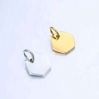 Bijoux fantaisie en acier inoxydable miroir poli carré hexagonal pendentif breloque bricolage Extension chaîne queue Logo étiquettes