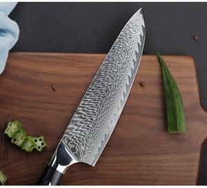 Venta al por mayor pedidos a granel personalizados OEM ODM servicio profesional Damasco acero cocina Chef cuchillo de cocina con mango de madera - Product Image 2
