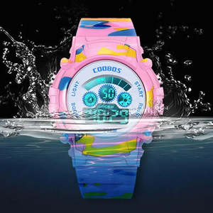 LED <b>Digital</b> Watches for Kids Resin or Plastic Band Material Water Resistant (5ATM) Stop Watch Alarm & <b>Calendar</b> Features - Product Image 6
