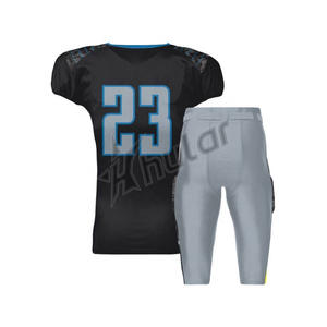 Ensemble de maillots de football américain en polyester en gros bleu et jaune, uniformes de football américain sublimés personnalisés - Product Image 4