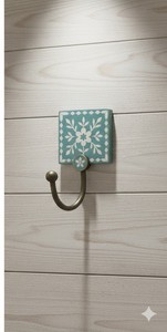 Crochet mural en bois avec incrustations d'os, élégant et écologique, flexible, moderne, motif floral élégant, décoration pour la maison, la cuisine, le salon, la salle de bain - Product Image 2