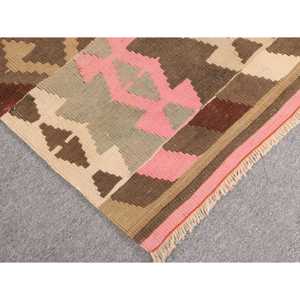 พรมขนาด 6x8 ฟุต, พรมตุรกีโบราณขนาดใหญ่, พรมขนสัตว์สีน้ำตาลคิลิม - Product Image 5