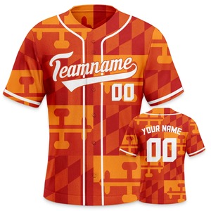 2025 tendance hommes Baseball Jersey noir Orange personnalisé Baseball Jersey 3D Sublimation personnalisé nom numéro équipe chemise hommes - Product Image 6
