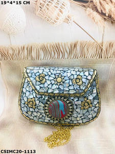 Artisan indien-Embrayages de soirée en mosaïque fabriqués à la main pour femmes Accessoire parfait pour les fêtes et les occasions spéciales Design tendance - Product Image 4