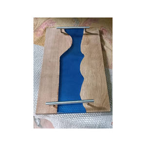 Bandejas de servicio de madera y resina de río con forma rectangular para el hogar, bandeja de servicio de comida hecha a mano, precio barato - Product Image 6