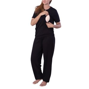 เสื้อคุณแม่เที่ยงคืนสีดำลำลองผ้าคอตตอนเนื้อนุ่มระบายอากาศได้ทรงหลวมเข้ารูปสำหรับคนท้องให้นมบุตรสวมใส่สบายสำหรับหญิงตั้งครรภ์ - Product Image 2