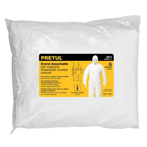 Pretul tuta usa e getta taglia G 5 unità in scatola con cappuccio protettivo riflettente di sicurezza caratteristiche impermeabili materiale SMS - Product Image 3