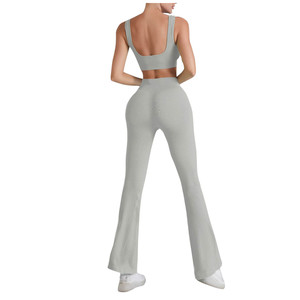 Custom Sportswear Gym Clothes Women <b>Tops</b> Fitness Workout Active <b>Leggings</b> Long Sleeve Running Yoga <b>Sets</b> for Women Flared <b>Legging</b> - Product Image 2