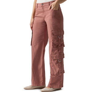 Pantalon Cargo en sergé de coton flammé à coupe droite pour femmes Poches utilitaires Style avant-gardiste pour le travail en plein air Vie urbaine - Product Image 2