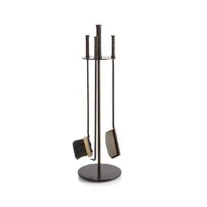 Juego de herramientas contra incendios de metal forjado en hierro con diseño limpio y rendimiento duradero adecuado para chimeneas elegantes - Product Image 1