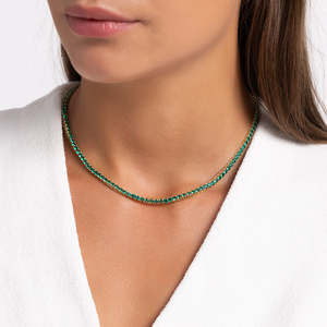 Collar de Perlas con Diamantes Corte Princesa en Cadena de Eslabones Chapada en Oro, Estilo Religioso Vintage para Boda - Product Image 3